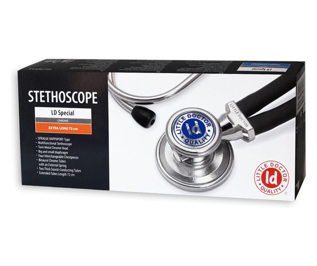 Stetoscop little doctor ld special, 2 tuburi, lungime tub 72cm, negru/inox  Lungime tub 72 cm; diametru membrana 2.5 cm si 3.8 c