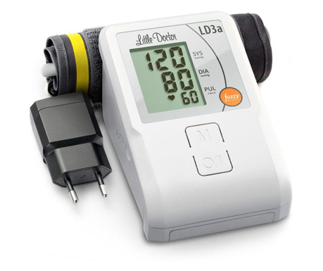 Tensiometru electronic de brat little doctor ld 3a, adaptor inclus, afisaj lcd, memorare 90 de valori, alb  12.1 x 8.4 x 6.4 cm