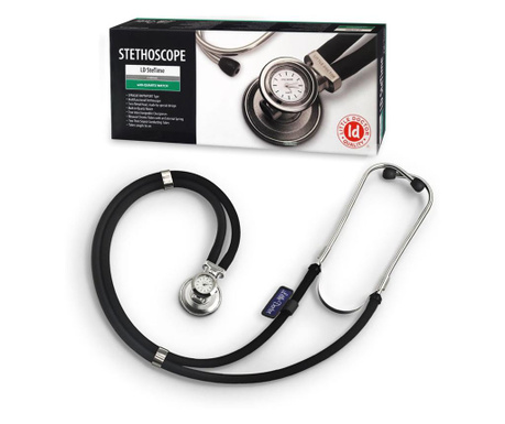 Stetoscop little doctor ld stetime cu ceas, 2 tuburi, lungime tub 56cm, negru/inox  Lungime tub 56 cm; diametru membrana 2.5 cm