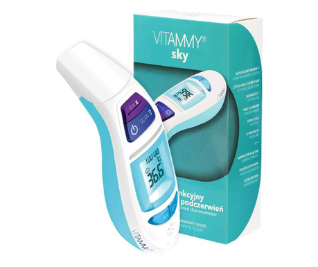 Дигитален термометър Vitammy Sky за чело и ухо, 4 в 1 функции, за деца, възрастни и бебета