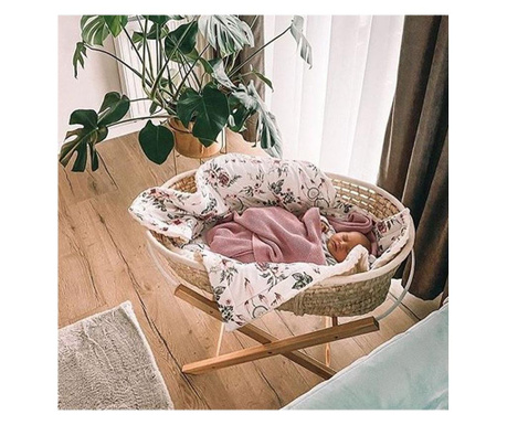Cosulet bebe pentru dormit handmade din material ecologic Ahoj Baby natur, include stand