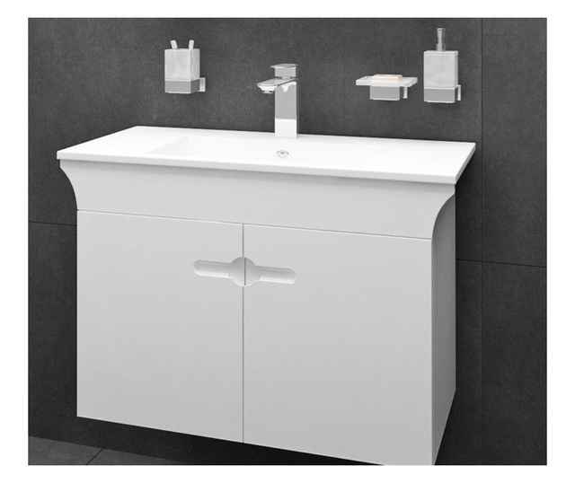 Комплект за баня linea, pvc 18мм, водоустойчив, с плавно затваряне, порецеланова мивка Linea