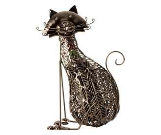 Suport Sticla de Vin, din Metal, model Pisica, 41 cm