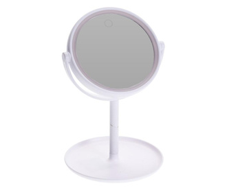 Oglinda cosmetica cu led Dim H 27cm x Diam 16.5 cm , polistiren, cablu USB 50 cm inclus