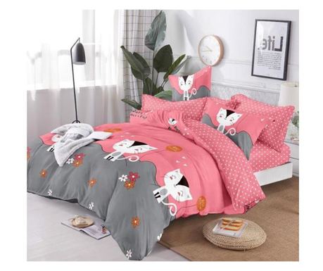 Set pat dublu, bumbac satinat, 6 piese, Casa de Vis, T-42