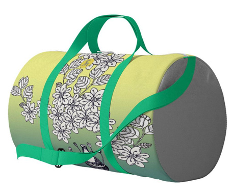 Geanta Voiaj Handmade, Travel Duffle Bag Original Mulewear, Botanic Flori Albe, White Blessing, Multicolor, 33 L