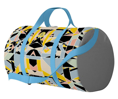 Geanta Voiaj Handmade, Travel Duffle Bag Original Mulewear, Geometric Abstract Patrate Color Stroboscop, Stroboscope Madness, Mu