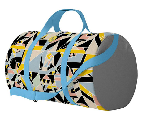 Geanta Voiaj Handmade, Travel Duffle Bag Original Mulewear, Geometric Abstract Metri Patrati, Square Meter, Multicolor, 33 L