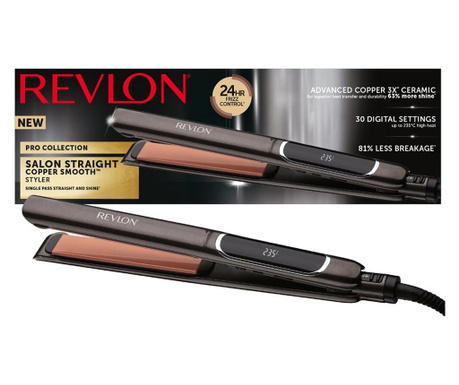 Placa de indreptat parul REVLON Salon Straight Copper Smooth RVST2175E, afisaj LCD Revlon