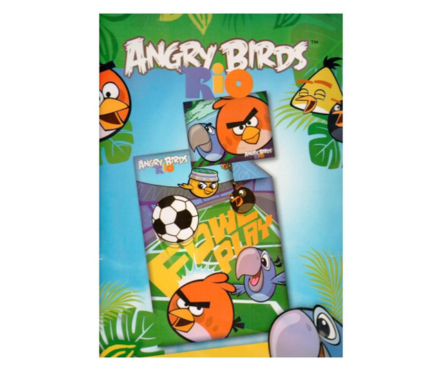 Lenjerie de pat licenta Disney Angry Birds RIO cu 2 fete 140×200 cm, 70×90 cm - Angry Birds