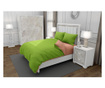 Lenjerie de pat pentru o persoana cu husa elastic pat si 2 fete perna patrata, duo green, bumbac ranforce, gramaj tesatura 120 g