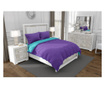 Lenjerie de pat pentru o persoana cu husa de perna dreptunghiulara, duo purple, bumbac ranforce 120 g/mp, mov/bl Duo #N/A