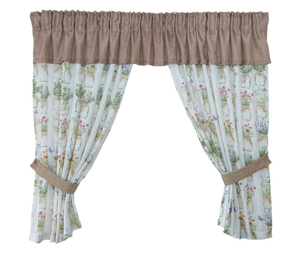 Perdea bucatarie, decolis mini cassia crem-maro m18, l-280cm, h-150cm  280x150 - 2