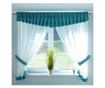 Perdea bucatarie, decolis mini inza turcoaz m33, latime 280 cm, inaltime 150 cm Decolis, 280x150, Turcoaz