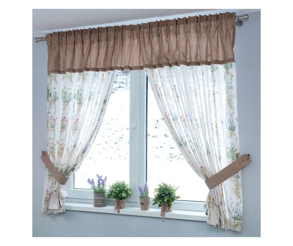 Perdea bucatarie, decolis mini cassia crem-maro m18, l-280cm, h-150cm  280x150 - 3