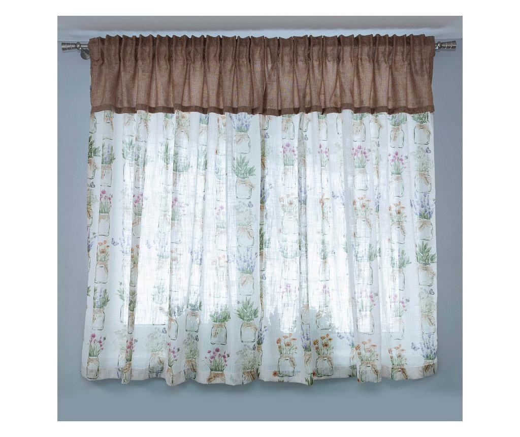 Perdea bucatarie, decolis mini cassia crem-maro m18, l-280cm, h-150cm  280x150 - 4