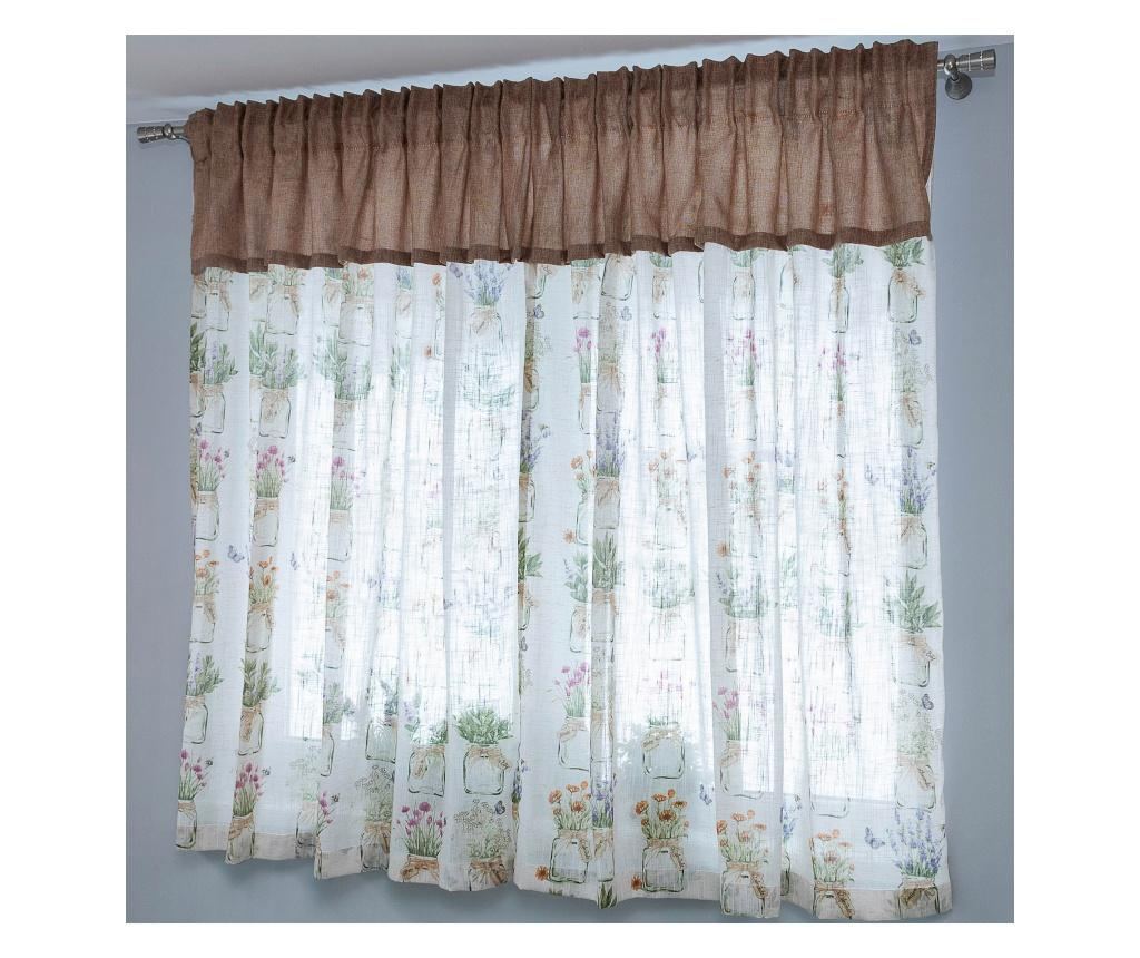 Perdea bucatarie, decolis mini cassia crem-maro m18, l-280cm, h-150cm  280x150 - 5