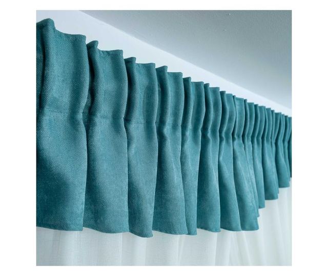 Perdea bucatarie, decolis mini inza turcoaz m33, latime 280 cm, inaltime 150 cm Decolis, 280x150, Turcoaz