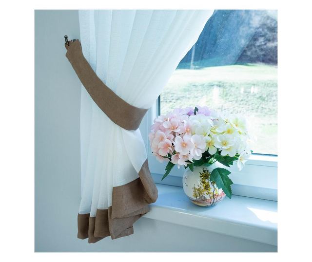 Perdea bucatarie, decolis mini inza maro m30, latime 280 cm, inaltime 150 cm Decolis, 280x150, Maro