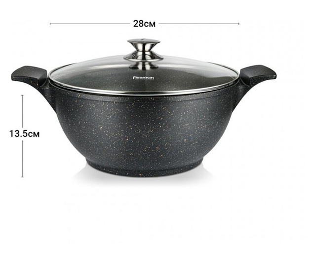 Oala cu capac Fissman-Grande, aluminiu, 40x28x20 cm, 6500ml, negru