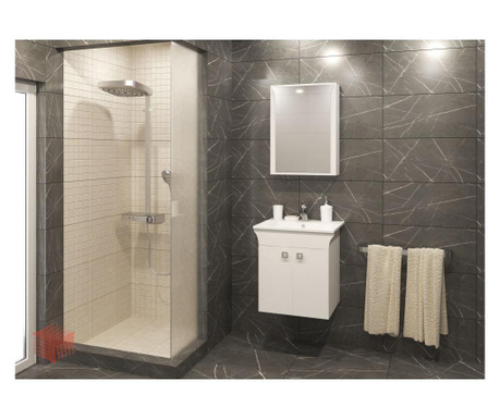 Комплект linea 55, за баня, долен и горен шкаф, водоустойчиви, влагоустойчиви, pvc 18мм Linea