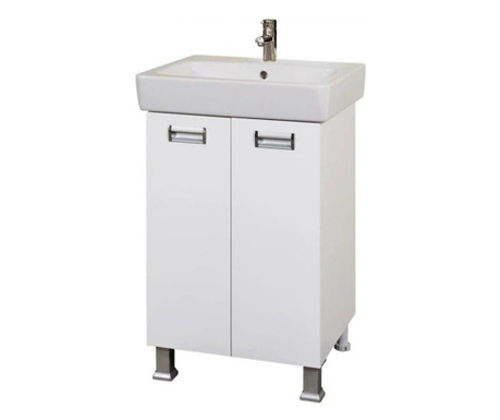 Долен шкаф за баня с порцеланов умивалник Макена Каприз 55х85х45см, самостоящ, плавно затваряне, водоустойчив