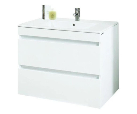 Долен pvc шкаф за баня с мивка Макена Емили, конзолен, плавно затваряне, водоустойчив