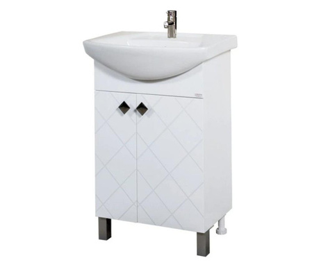 Долен pvc шкаф за баня с мивка Макена Орбита 55х85х42см, самостоящ, плавно затваряне, водоустойчив