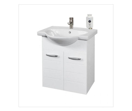 Долен шкаф за баня с умивалник Макена Муки, конзолен, плавно затваряне, водоустойчив