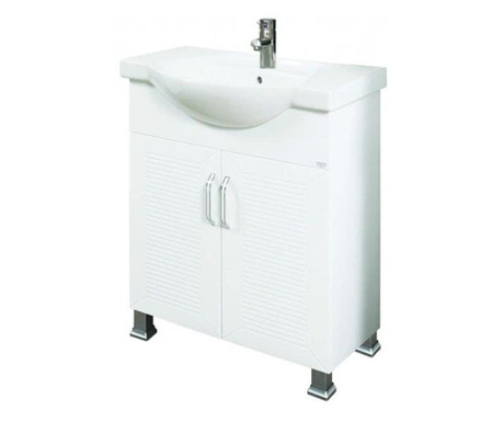Долен pvc шкаф за баня с мивка Макена Кери, самостоящ, плавно затваряне, водоустойчив