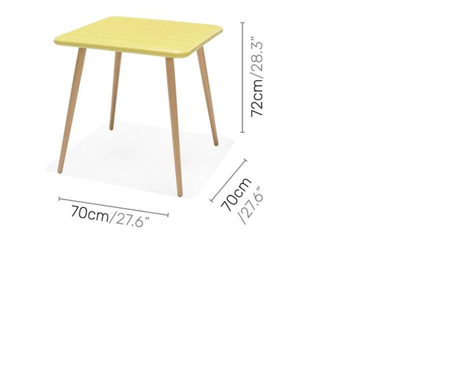 Masa pentru exterior Lifestylegarden, Nassau Range, lemn, 70x70x72 cm, lemn de tec/galben