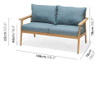 Canapea de exterior cu 2 locuri Lifestylegarden, Eve Range, lemn de tec/albastru, 148x78x78 cm