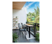 Masa pentru exterior Lifestylegarden, Portals Range Bmb, aluminiu, 143x40x75 cm, negru/lemn de tec