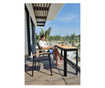 Masa pentru exterior Lifestylegarden, Portals Range Bmb, aluminiu, 143x40x75 cm, negru/lemn de tec