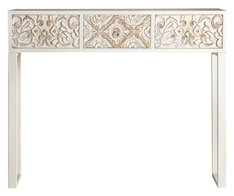 Consola Burkina Home Decor, Nepal, structura mobilier din lemn de molid, 100x35x82 cm, alb