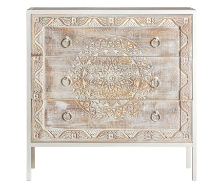 Comoda Burkina Home Decor, Nepal, structura mobilier din lemn de molid, 80x35x80 cm, alb