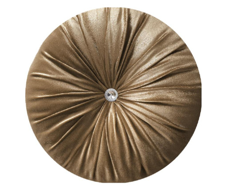 Perna decorativa rotunda catifea sclipici auriu inchis 33 cm