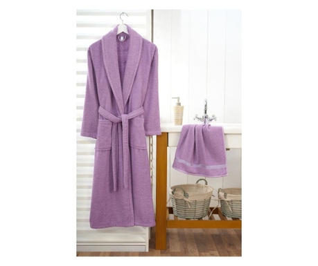 Комплект дамски халат за баня и кърпа