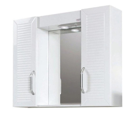 Горен pvc шкаф за баня с огледало Макена Кери, led, плавно затваряне, водоустойчив