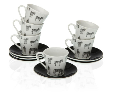 Сервиз 6 чашки с чинийки Zebras