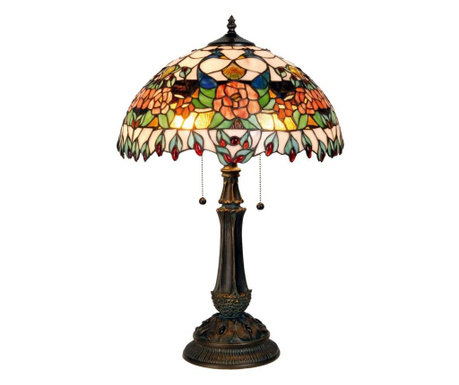 Barna polirezin talpú lámpa Tiffany üvegbúrával Ø 41 cm x 67 h