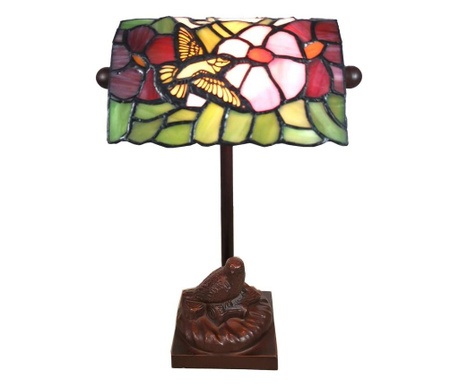 Настолна лампа с Основа от От Полирезин Кафяво И Абажур От стъкло Tiffany 15 См x 15 См x 33 h  0