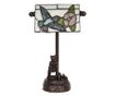 Barna polirezin talpú lámpa Tiffany üvegbúrával 17 cm x 15 cm x 28 h