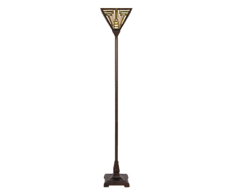 Lampadar cu baza din polirasina maro si abajur sticla Tiffany 31 cm x 31 cm x 187 h  0