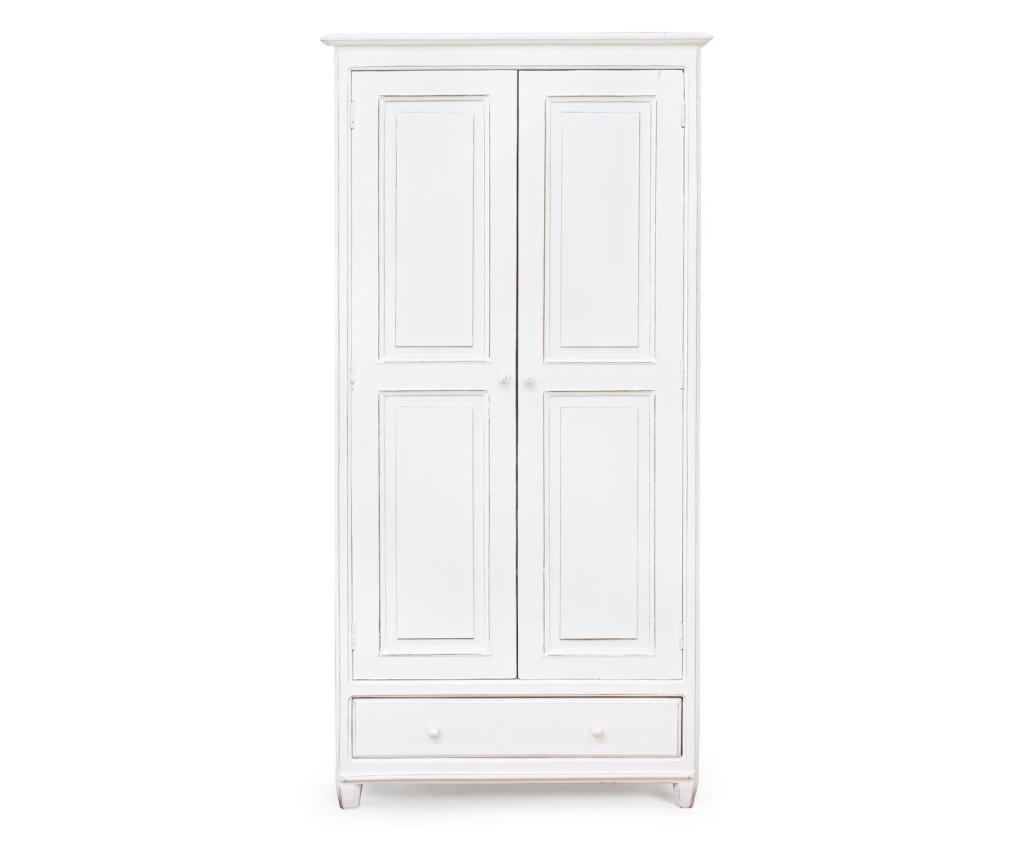 2 ajtós, 1 fiókos antik fehér fa szekrény 90 cm x 55 cm x 190 cm - 2