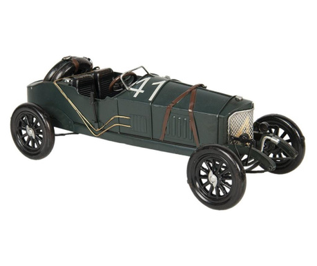 Zeleni kovinski retro model dirkalnega avtomobila 31 cm x 12 cm x 11 h