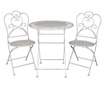 Set 2 scaune pliabile si masa fier forjat alb patinat cu gri Ø 70 cm x 75 h / 42 cm x 39 cm x 93 h (x2)  0