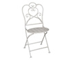 Set 2 scaune pliabile si masa fier forjat alb patinat cu gri Ø 70 cm x 75 h / 42 cm x 39 cm x 93 h (x2)  0