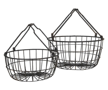 Комплект 2 кошници декоративни От Желязо Черен Античен Ø 30 См x 17 h / Ø 25 См x 13 h  0