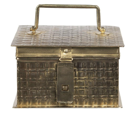 Starinska zlata kovinska škatla za nakit 17 cm x 17 cm x 10 h